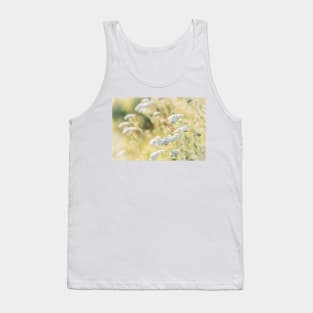 White Yarrow Flowers and Golden Grasses Glowing in Sunshine Tank Top